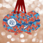 Blue Parrot Metal Ornaments - Double Sided w/ Monogram