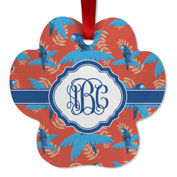 Blue Parrot Metal Paw Ornament - Double Sided w/ Monogram