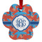 Blue Parrot Metal Paw Ornament - Double Sided w/ Monogram