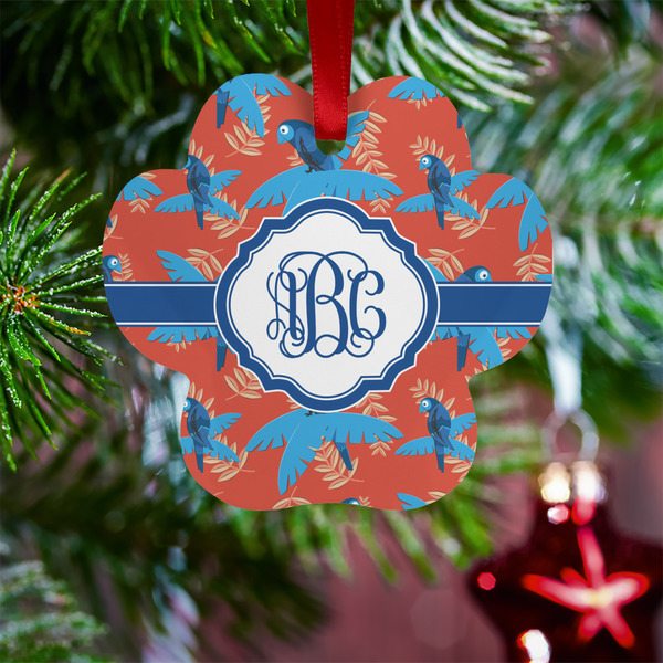 Blue Parrot Metal Paw Ornament - Lifestyle