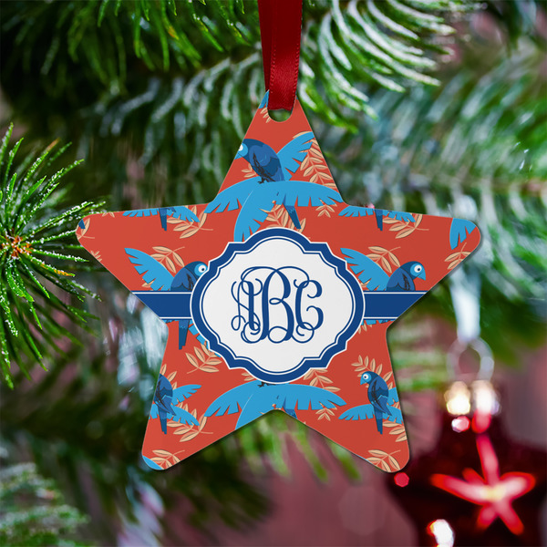 Blue Parrot Metal Star Ornament - Lifestyle
