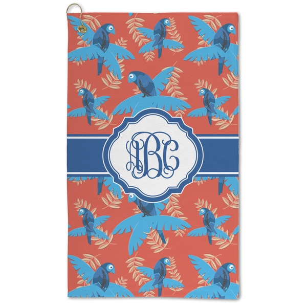 Custom Blue Parrot Microfiber Golf Towel (Personalized)