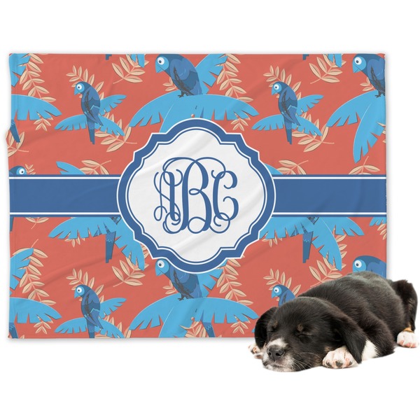 Custom Blue Parrot Dog Blanket - Regular (Personalized)