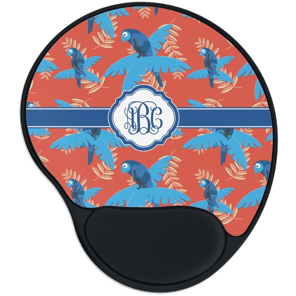 Custom Blue Parrot Mouse Pad with Wrist Support