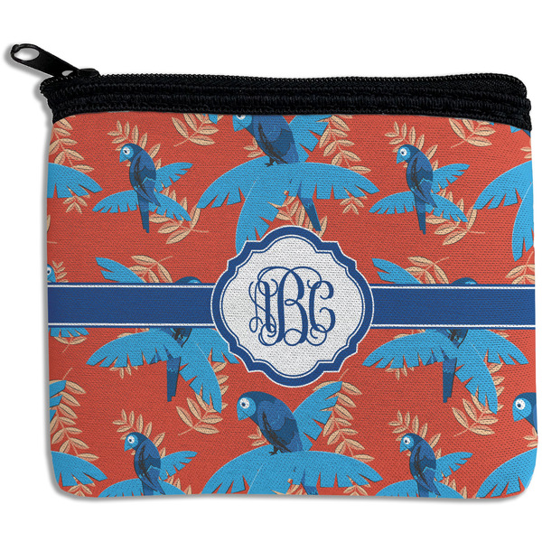 Custom Blue Parrot Rectangular Coin Purse (Personalized)