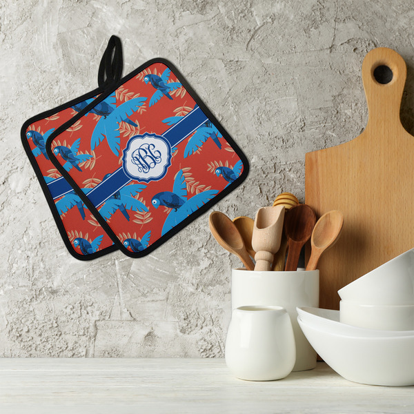 Blue Parrot Neoprene Pot Holder - Set of 2  LIFESTYLE