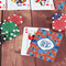 Blue Parrot On Table with Poker Chips