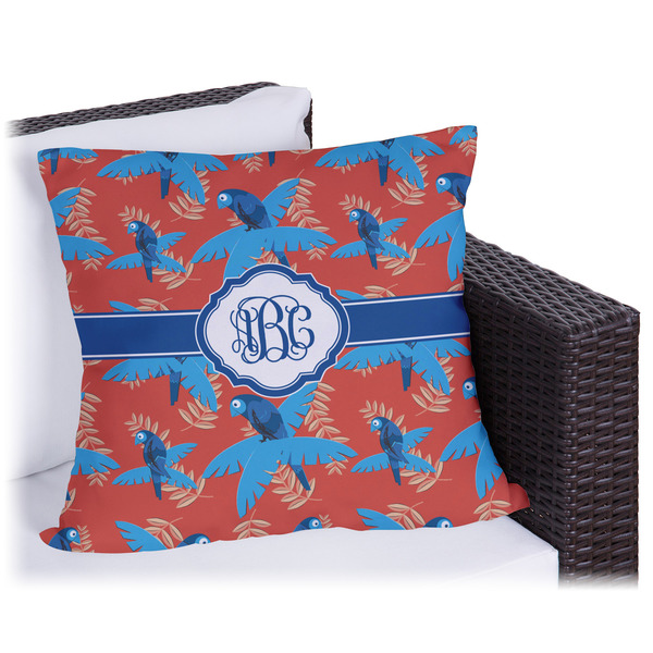 Custom Blue Parrot Outdoor Pillow (Personalized)