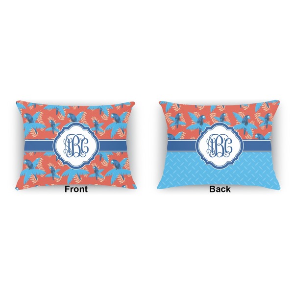 Blue Parrot  Outdoor Rectangular Throw Pillow (Front and Back)