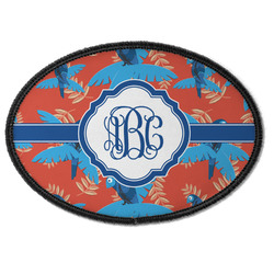 Blue Parrot Iron On Oval Patch w/ Monogram