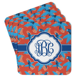 Blue Parrot Paper Coasters w/ Monograms