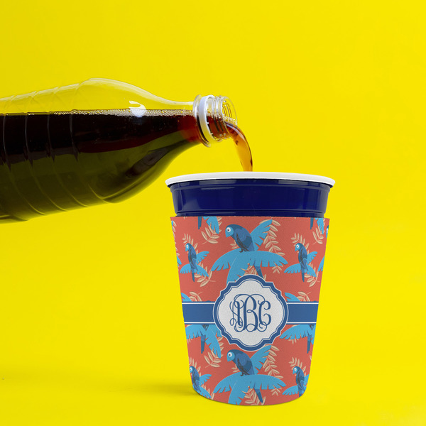 Blue Parrot Party Cup Sleeves - without bottom - Lifestyle