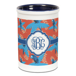 Blue Parrot Ceramic Pencil Holders - Blue