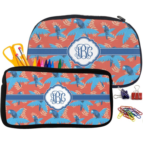 Blue Parrot Pencil / School Supplies Bags Small and Medium