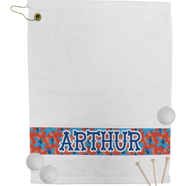 Custom Blue Parrot Golf Bag Towel (Personalized)