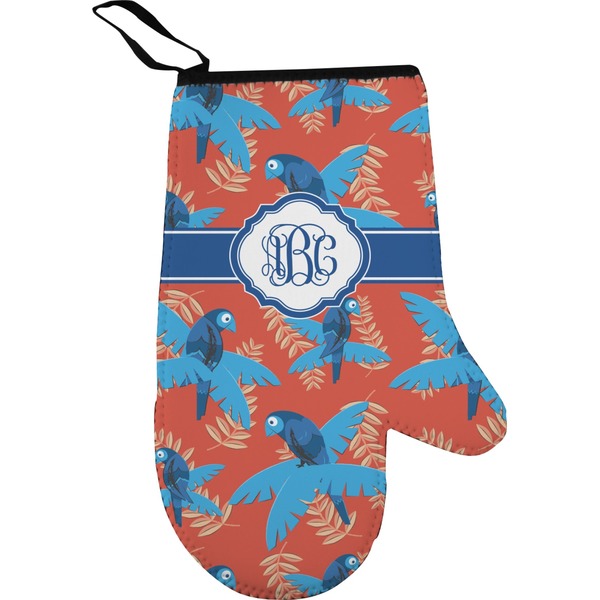 Custom Blue Parrot Right Oven Mitt (Personalized)