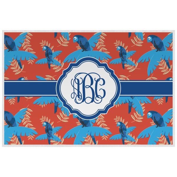 Custom Blue Parrot Laminated Placemat w/ Monogram