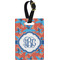 Blue Parrot Plastic Luggage Tag - Rectangular w/ Monogram