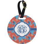 Blue Parrot Plastic Luggage Tag - Round (Personalized)
