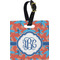 Blue Parrot Plastic Luggage Tag - Square w/ Monogram