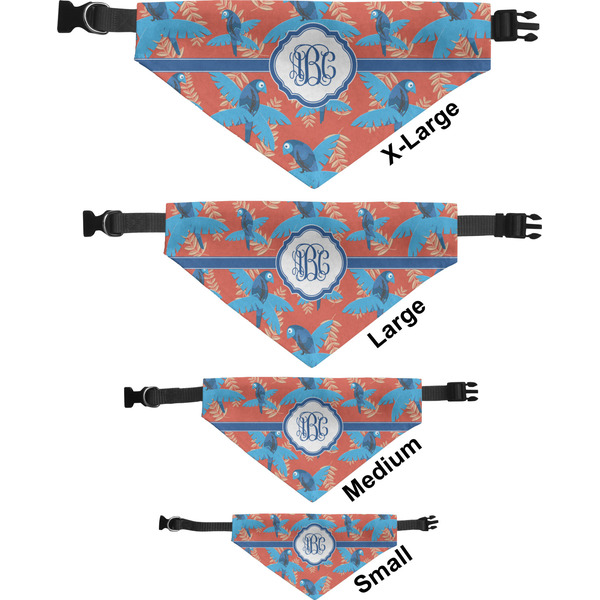 Blue Parrot Pet Bandana Sizes