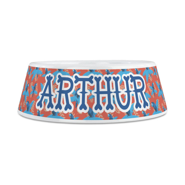 Blue Parrot Plastic Dog Bowls - Medium - FRONT