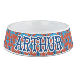 Blue Parrot Plastic Dog Bowl - Large (Personalized)
