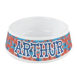 Blue Parrot Plastic Dog Bowl - Small (Personalized)