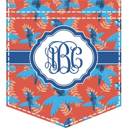 Blue Parrot Iron On Faux Pocket (Personalized)