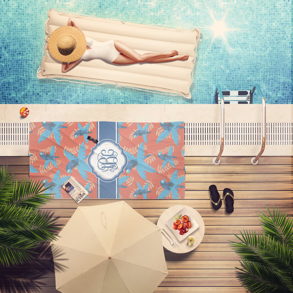 Blue Parrot Pool Towel Lifestyle
