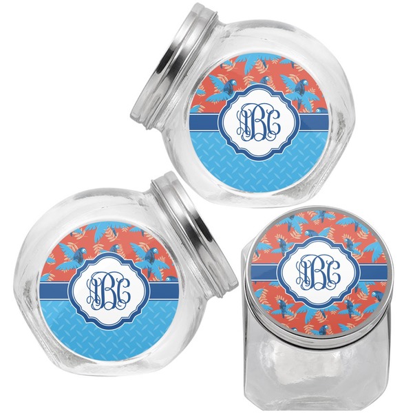 Blue Parrot Puppy Treat Jar - Top Left Right