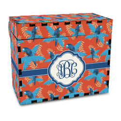 Blue Parrot Wood Recipe Box - Full Color Print (Personalized)
