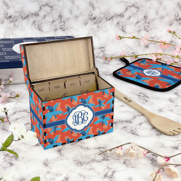 Blue Parrot Recipe Box - Full Color - In Context