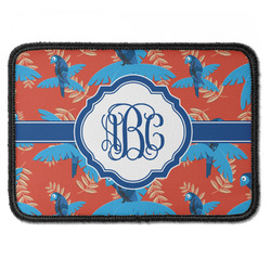 Blue Parrot Iron On Rectangle Patch w/ Monogram