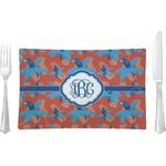 Blue Parrot Rectangular Glass Lunch / Dinner Plate - Single or Set (Personalized)