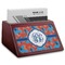 Blue Parrot Red Mahogany Business Card Holder - Angle
