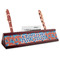 Blue Parrot Red Mahogany Nameplates with Business Card Holder - Angle