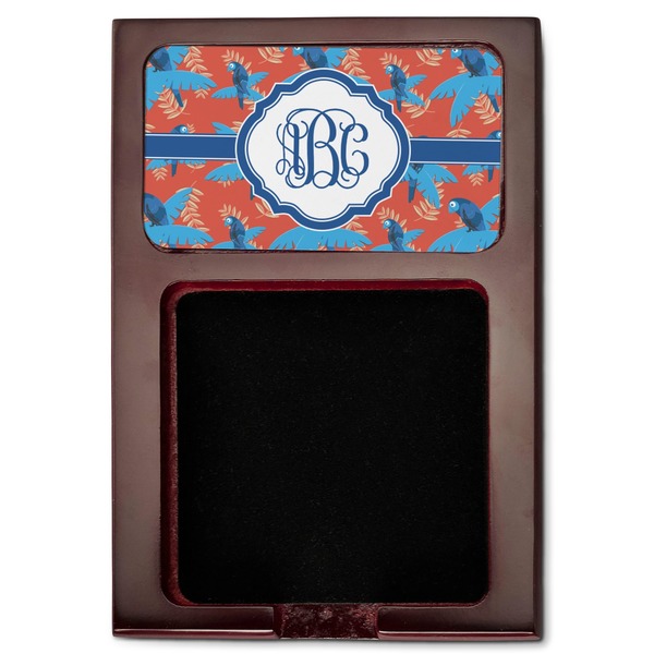 Blue Parrot Red Mahogany Sticky Note Holder - Flat
