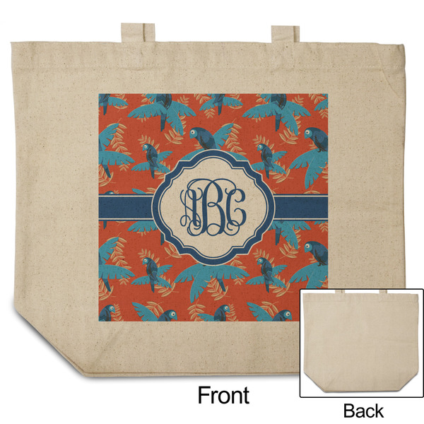 Blue Parrot Reusable Cotton Grocery Bag - Front & Back View