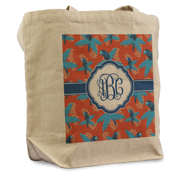 Custom Blue Parrot Reusable Cotton Grocery Bag - Single (Personalized)