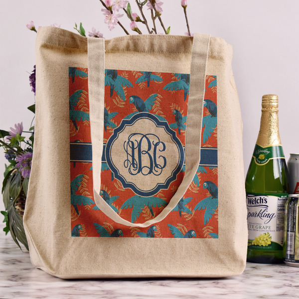 Blue Parrot Reusable Cotton Grocery Bag - In Context