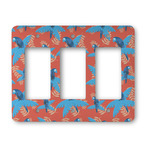 Blue Parrot Rocker Style Light Switch Cover - Three Switch