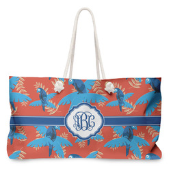 Blue Parrot Large Tote Bag with Rope Handles (Personalized)