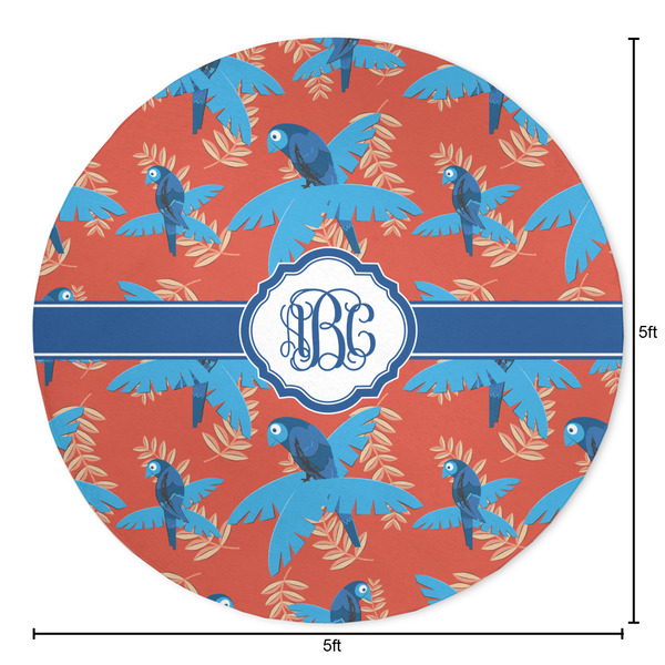Blue Parrot Round Area Rug - Size