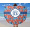 Blue Parrot Round Beach Towel - In Use