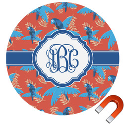 Blue Parrot Round Car Magnet - 6" (Personalized)
