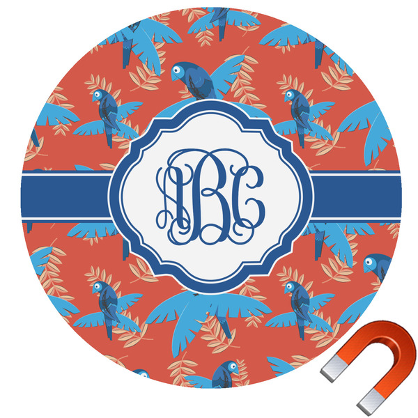 Custom Blue Parrot Round Car Magnet - 10" (Personalized)