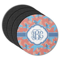 Blue Parrot Round Rubber Backed Coasters - Set of 4 (Personalized)