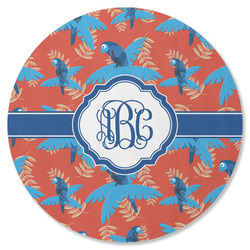 Blue Parrot Round Rubber Backed Coaster (Personalized)