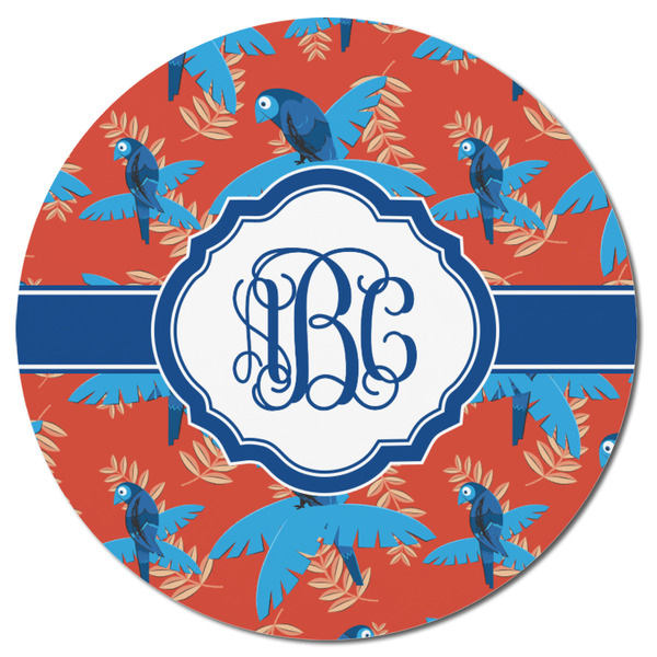 Blue Parrot Round Fridge Magnet - FRONT